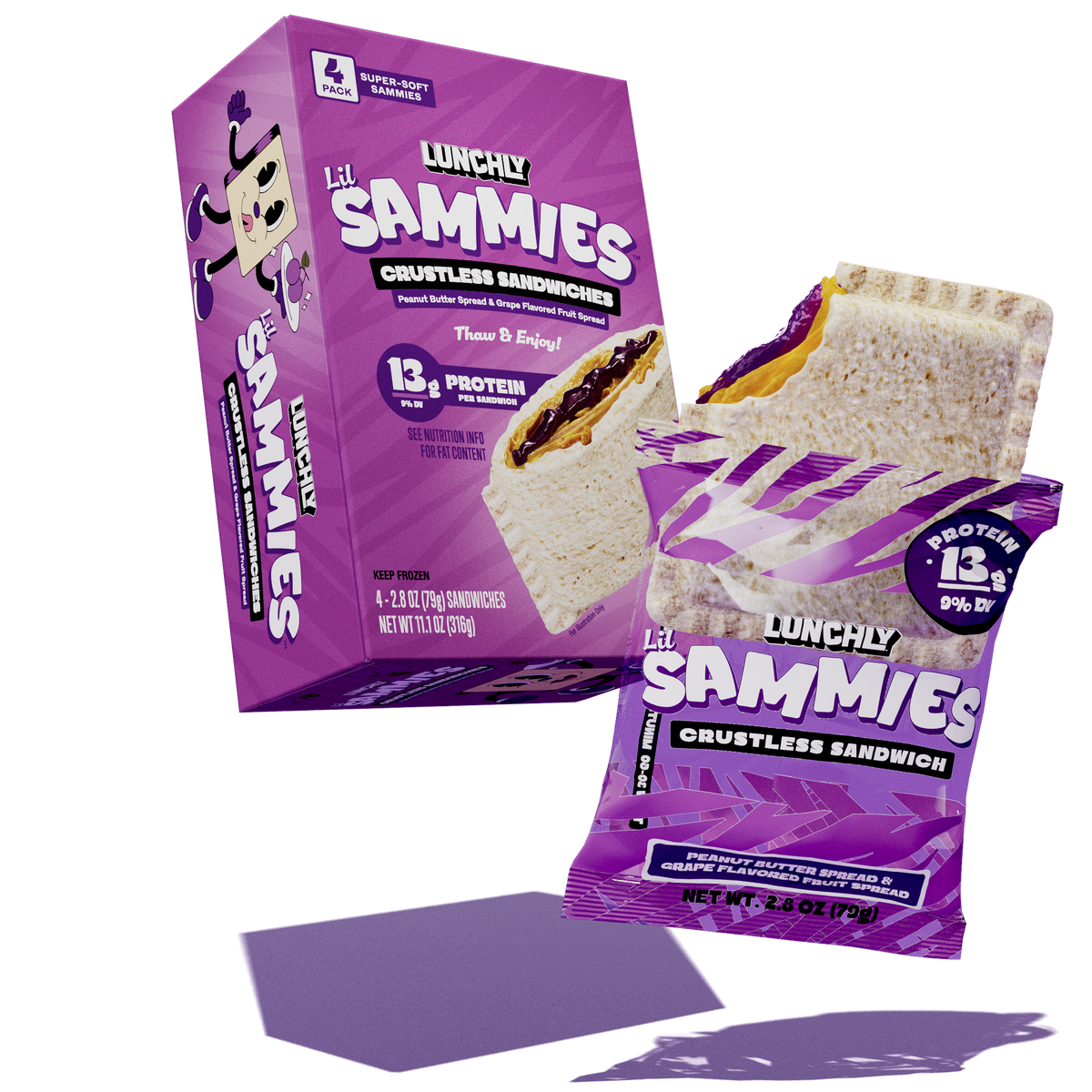 Peanut Butter & Grape Lil Sammies - Crustless Sandwiches with Peanut Butter Spread & Grape Flavored Fruit Spread